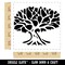 Tree with Exposed Branches and Leaves Square Rubber Stamp for Stamping Crafting